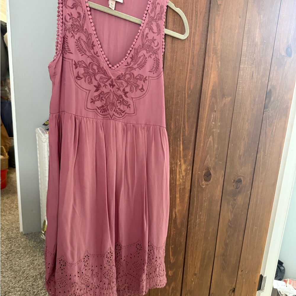 Knox Rose Dusty Pink Embroidered Mini Dress